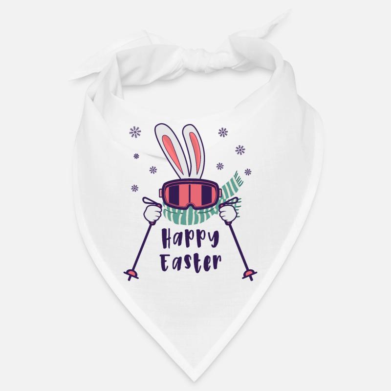 Happy Easter from Skiing Rabbit with ski poles Bandana
