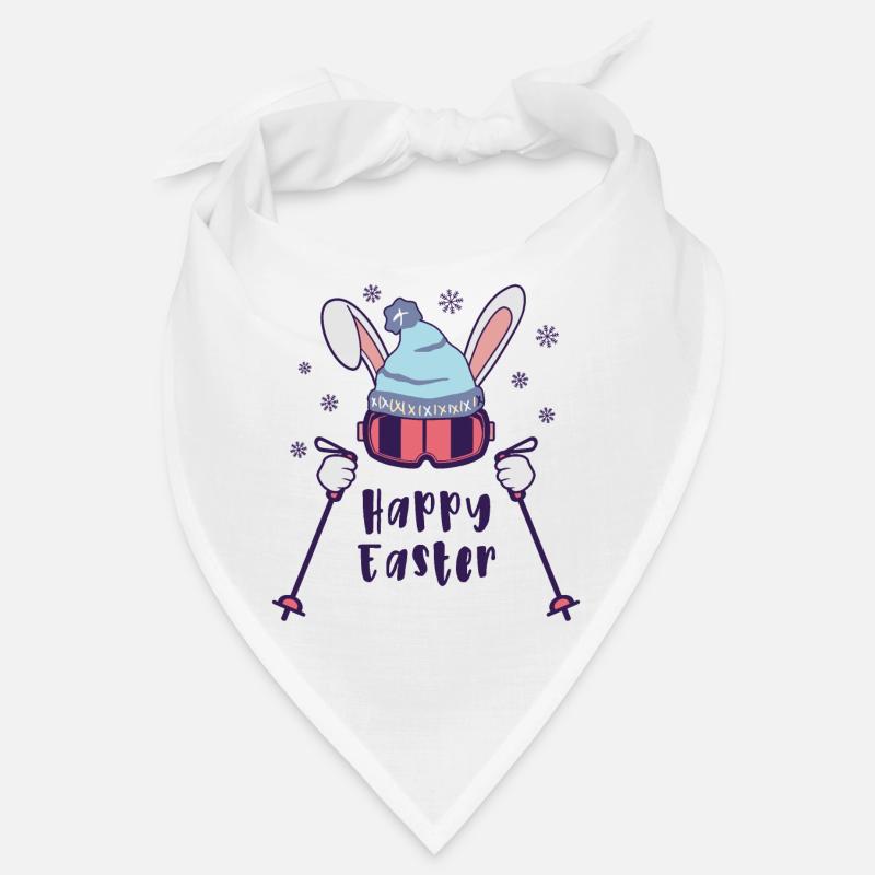 Joyeuses Pâques de la part du lapin de ski avec bâtons de ski Bandana