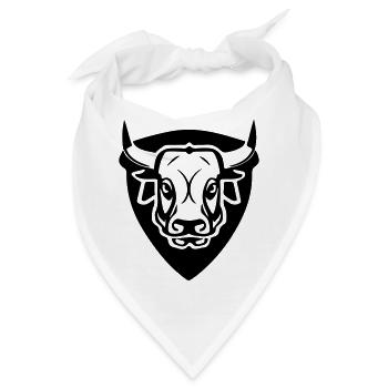 Stier vorne mit Schild - Bandana - Weiß - Vorne