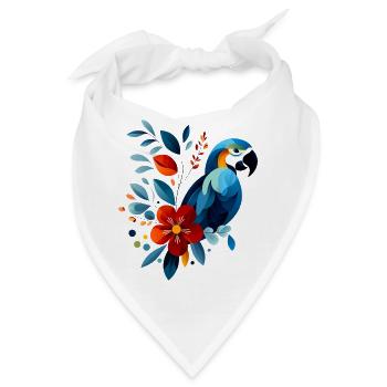 Floraler Papagei - Bandana - Weiß - Vorne
