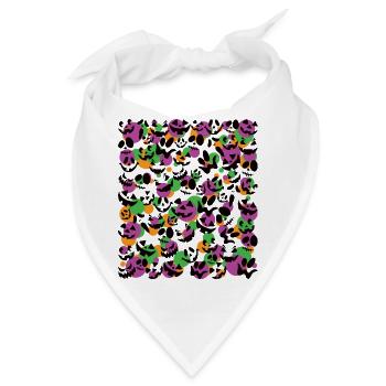 Spooky Halloween Kürbis Gesichter Muster - Bandana - Weiß - Vorne