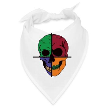 Vier geteilter Skelettschädel - Bandana - Weiß - Vorne