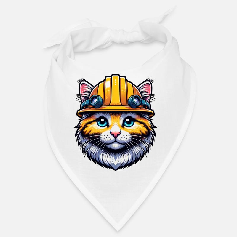 Baustellen Katze mit Helm ideal als Geschenk. Bandana