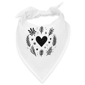 Herz mit Zweigen - Bandana - Weiß - Vorne