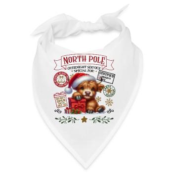 Nordpol Highlandrind Weihnachtsdesign - Bandana - Weiß - Vorne