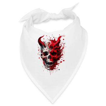 Höllisches Skull Artwork Totenkopf trifft Teufel - Bandana - Weiß - Vorne