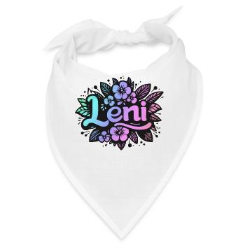 Name LENI Blumenmotiv - Bandana - Weiß - Vorne