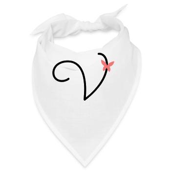 Buchstabe V Schmetterlingsbuchstabe - Bandana - Weiß - Vorne