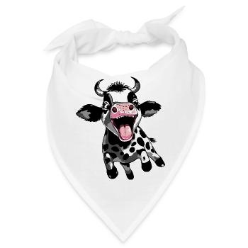 Springendes Kälbchen - Lustiges Kuh Kalb Design - Bandana - Weiß - Vorne