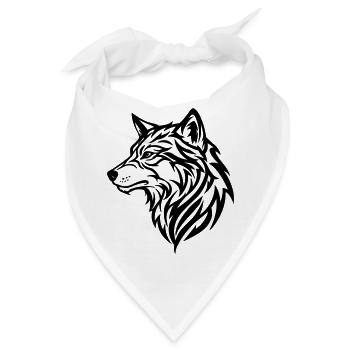 Wolf - Stammesstil - Bandana - Weiß - Vorne