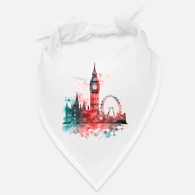 Londres, Angleterre, ville, Skyline, Big Ben, Éclaboussure colorée Bandana