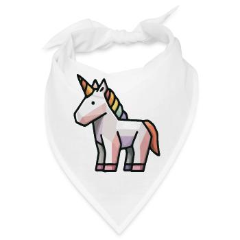 Geometrisches Einhorn – Low Poly Fantasy Tierkunst - Bandana - Weiß - Vorne