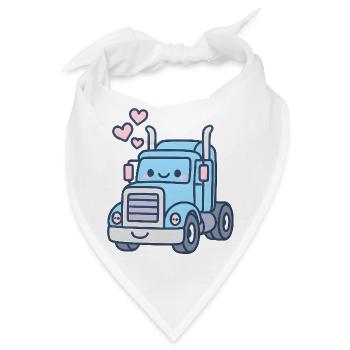 Kawaii Truck Shirt mit Herz Auspuff Liebe LKW - Bandana - Weiß - Vorne