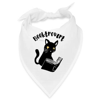 Booktrovert Katze mit Buch - Bandana - Weiß - Vorne