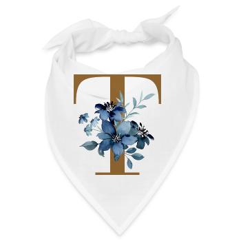 Blaues Blütenmonogramm T - Bandana - Weiß - Vorne