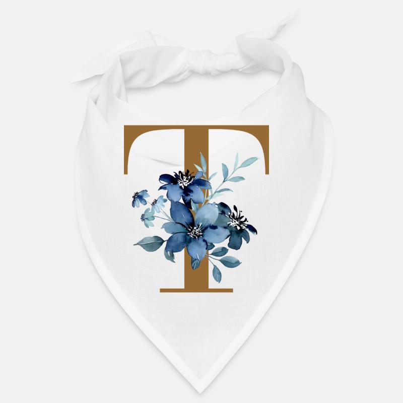 Blue Flower Monogram T Bandana