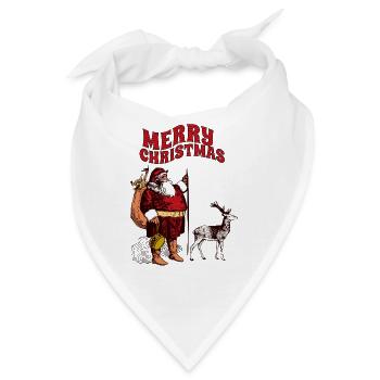 Weihnachts-Santa mit Rentier Motiv - Bandana - Weiß - Vorne
