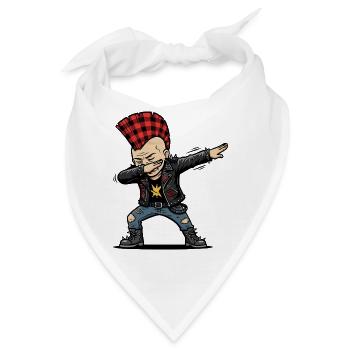 Dabbing Punk – Frecher Cartoon Style - Bandana - Weiß - Vorne