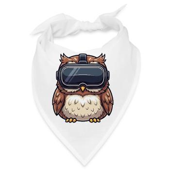 Süße Eule Waldkauz Gamer Zocker Cartoon Virtual Re - Bandana - Weiß - Vorne