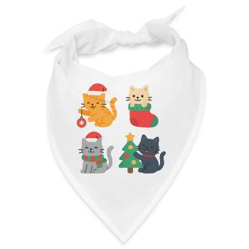 Weihnachtskatzen: Bunte Katzen-Ausgaben - Bandana - Weiß - Vorne