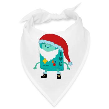 Retro Spielkonsole mit Santa Claus Weihnachtsmütze - Bandana - Weiß - Vorne