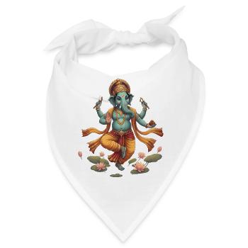 Ganesha im Lotusfluss - Bandana - Weiß - Vorne