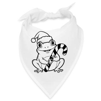 Weihnachtsfrosch mit Zuckerstange - Bandana - Weiß - Vorne