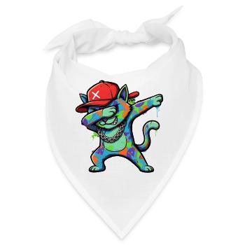 Bunte Dabbing Katze Street Art Design - Bandana - Weiß - Vorne