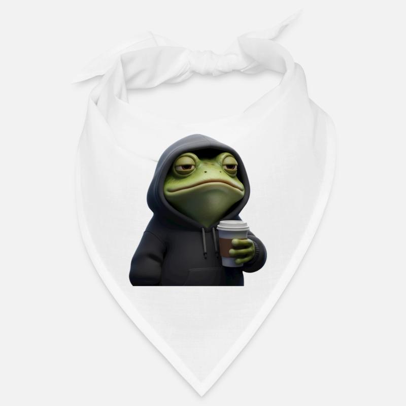 Grenouille fatiguée en sweat à capuche avec café – Drôle de design Bandana