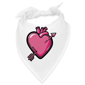 Herzpfeil Comic Pink - Bandana - Weiß - Vorne