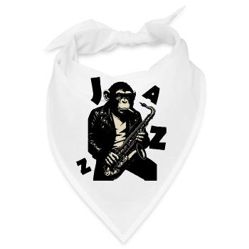 Saxophonaffe in Lederjacke - Bandana - Weiß - Vorne