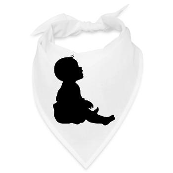 Sitzendes Baby Silhouette Schwarz - Bandana - Weiß - Vorne