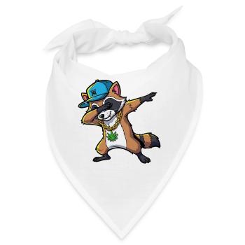 Dabbing Waschbär mit Hanfblatt - Bandana - Weiß - Vorne