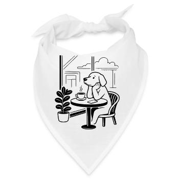 Hund im Café - Bandana - Weiß - Vorne