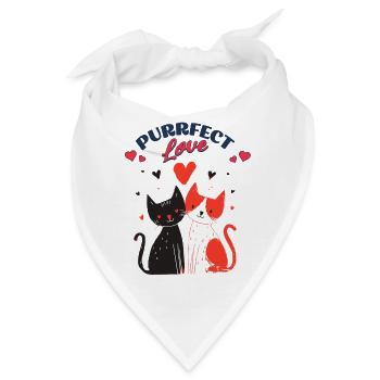 Katzenliebe Duo mit Herzen - Bandana - Weiß - Vorne