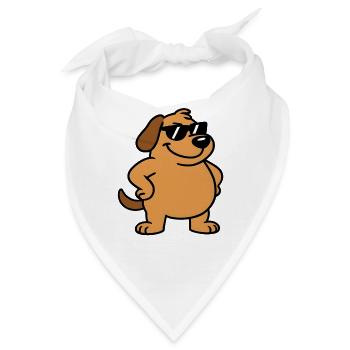 Lässiger Hund mit Sonnenbrille - Bandana - Weiß - Vorne