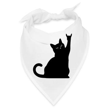 Schwarze Katze – Devil Horns Silhouette - Bandana - Weiß - Vorne