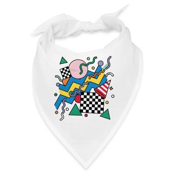 Geometrisches Neon-Punk Muster - Bandana - Weiß - Vorne