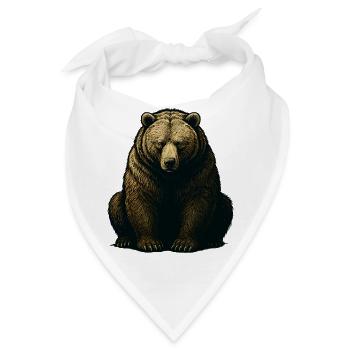 Bergbär Gravur Goldtöne - Bandana - Weiß - Vorne
