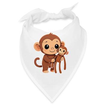 Punch Monkey Cartoon mit Kuschelfreund Sticker  - Bandana - Weiß - Vorne