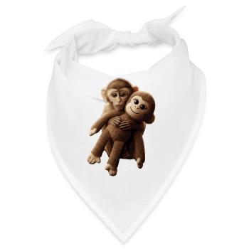 Punch & Stofftier Affe Viral Meme Kuscheltier - Bandana - Weiß - Vorne