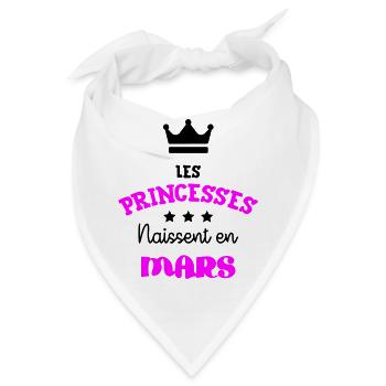 Prinzessin geboren im März Großes Geburtstagsgeschenk - Bandana - Weiß - Vorne