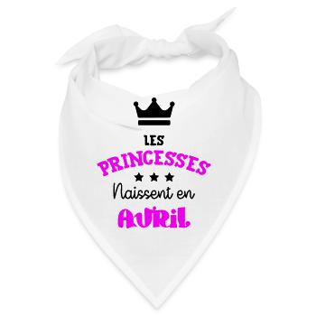 Prinzessin geboren im April Tolles Geburtstagsgeschenk - Bandana - Weiß - Vorne