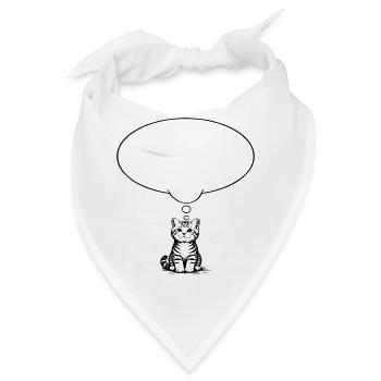 Katzenbaby sitzend mit Denkblase - Bandana - Weiß - Vorne