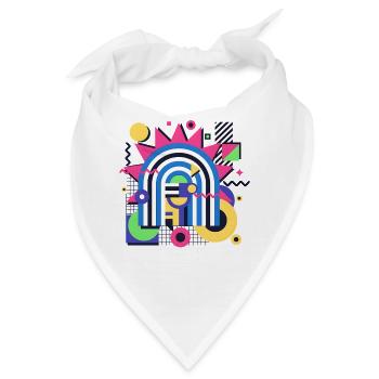 Retro Memphis Grafik Bunte Formen Design - Bandana - Weiß - Vorne