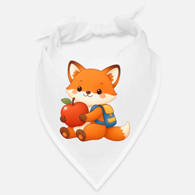 Cuddly fox with apple and backpack Bandana