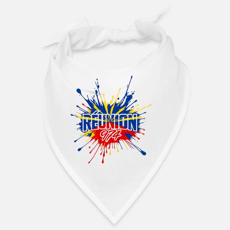 Splash Drapeau Réunion 974 - Bandana - blanc