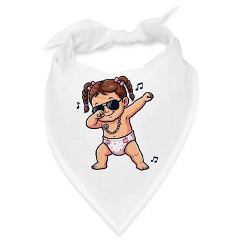 Süßes Baby – brünettes Mädchen - Bandana - Weiß - Vorne