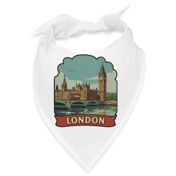 London Big Ben Red Bus Vintage Reiseabzeichen - Bandana - Weiß - Vorne