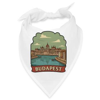 Budapester Parlament Retro-Reiseaufkleber - Bandana - Weiß - Vorne